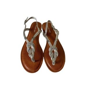 Gianni Bini Silver Metallic Rope Sandals Flats Women’s 8.5-9 Nautical Boho Chic